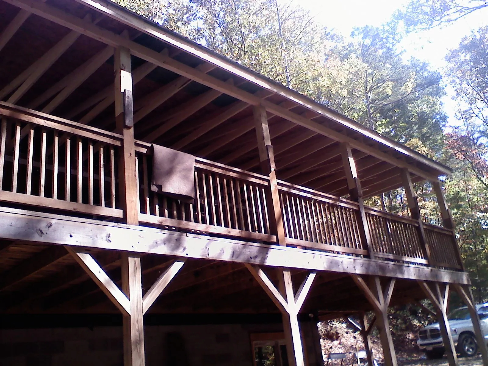 Timber framing under a new elevated porch and deck — Roof Leak Repair in Coal City by Roofing Brothers